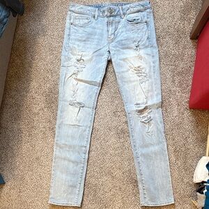 American Eagle Outfitters Light Blue Distressed Skinny Jeans